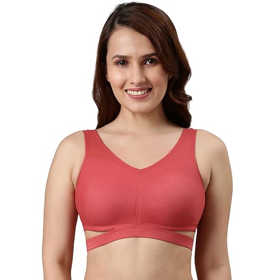 Enamor Cotton Rich Lining for Shaping and Support Women's Everyday Fashion Bralette - Plunge Neckline, Non-Padded, Wirefree, Full-Coverage - F110